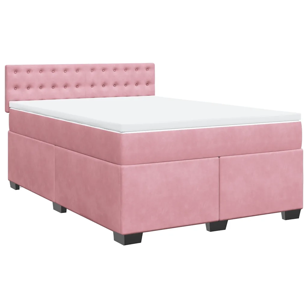 Giroletto a Molle con Materasso Rosa 160x200 cm in Velluto