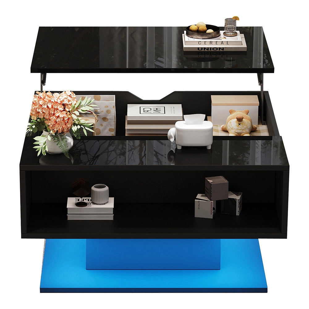 Tavolino idraulico - Xylo - 80x77cm design geometrico nero