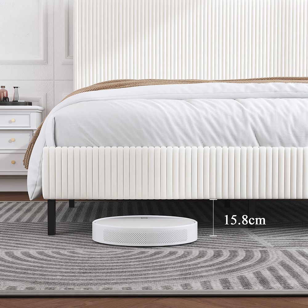 Letto Contenitore Imbottito 140x200cm - Xylo - Testiera Tessuto con Design Anti-Scorcio