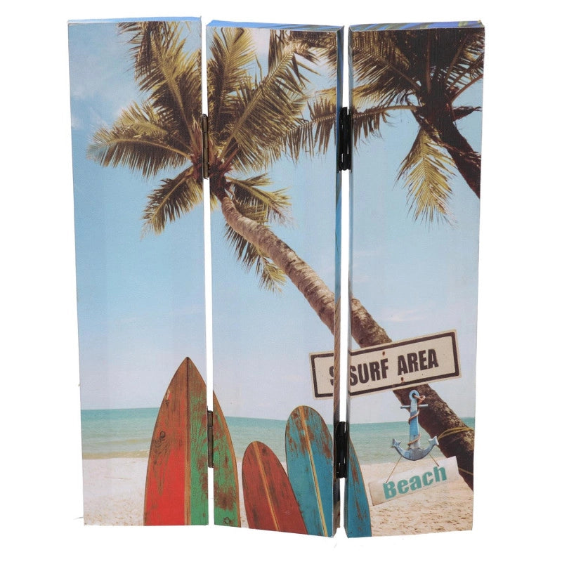 Paravento stampa 3 ante mare palme cm 120,6x2,5h180