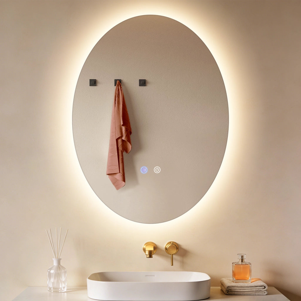 ZMH Specchio da bagno ovale LED 60x80 cm parete IP44 interruttore touch antiappannante dimmerabile 3000K-6500K