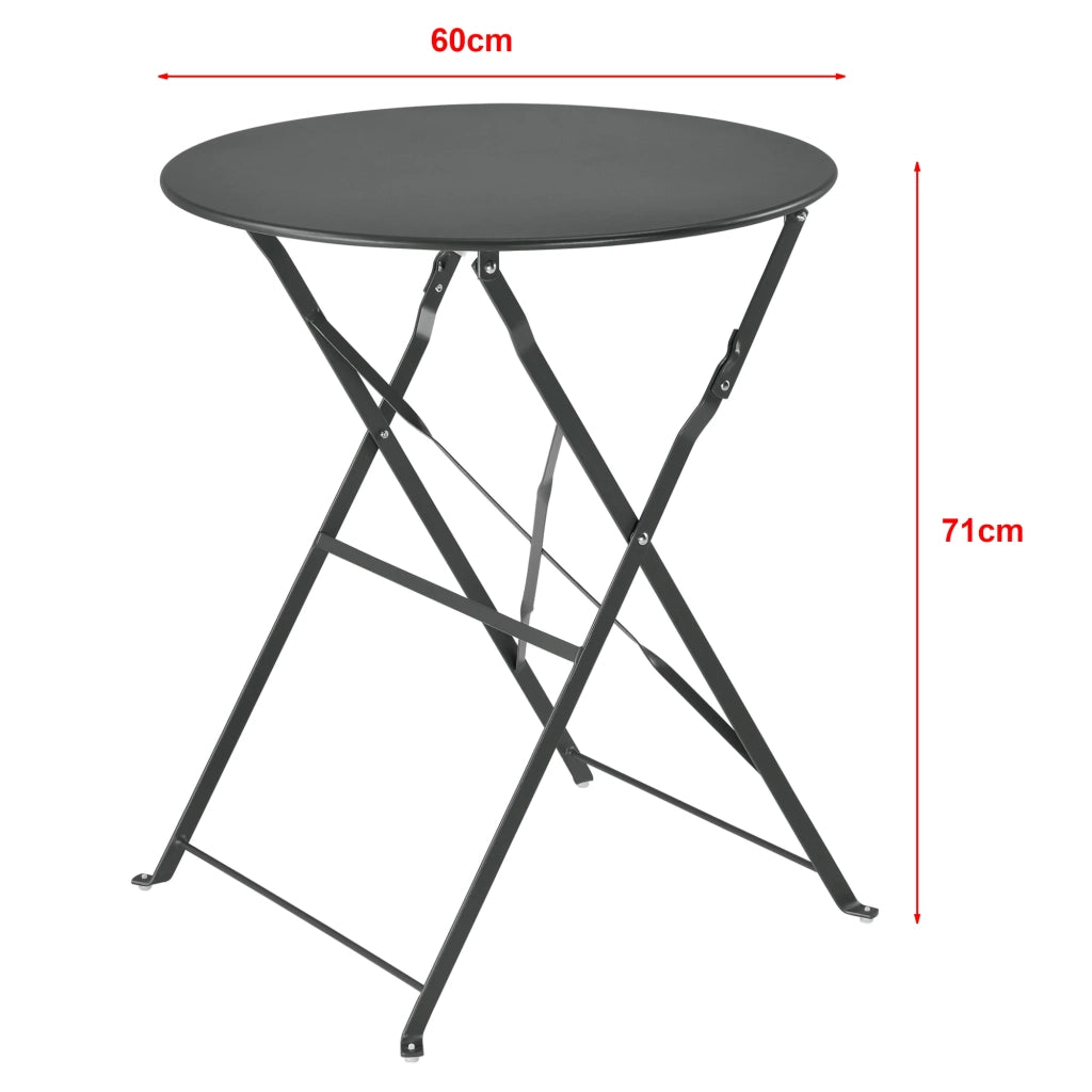 Set da bistrot da giardino pieghevole Caprile acciaio grigio scuro 03_0006938