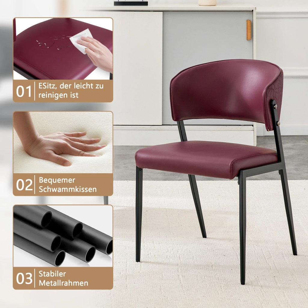 SEDIA DA PRANZO MODERNA IN PU ROSSO 78 CM CON STRUTTURA IN METALLO