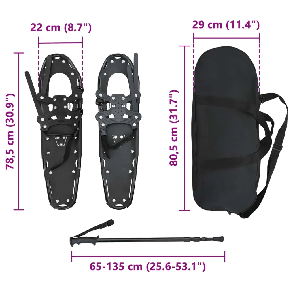 Racchette da neve 3 in 1 con bastoni da trekking Nero CFW9809847