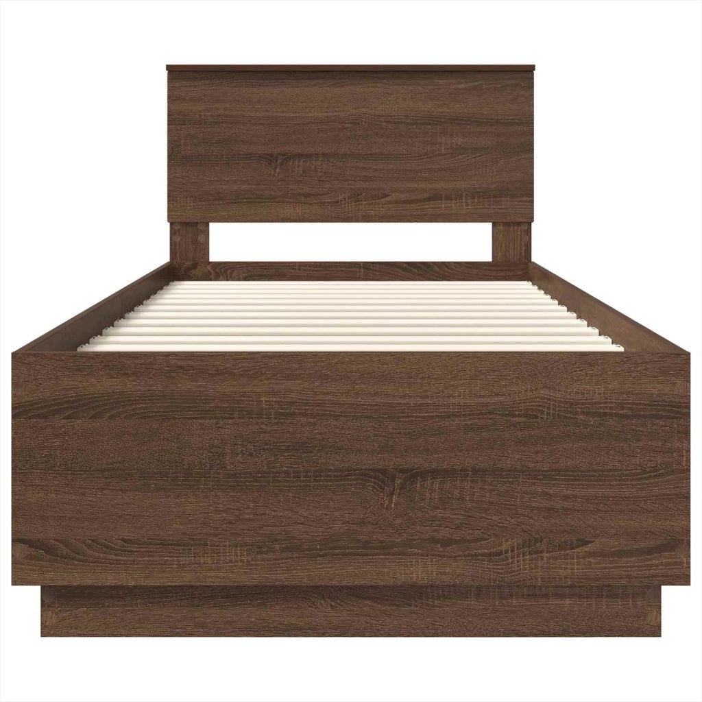 Struttura del letto con testiera Rovere Marrone 70 x 190 cm