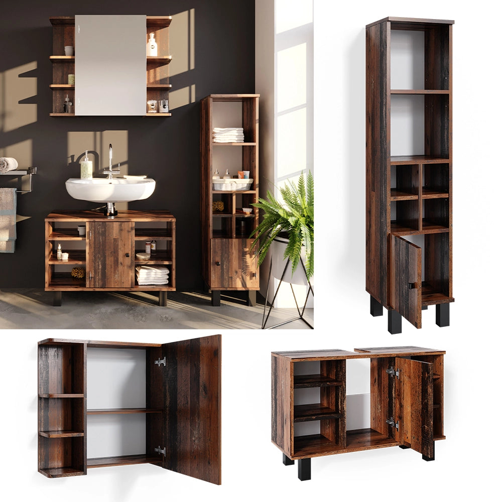 Vicco Set mobili bagno Rovere rustico 3 parti
