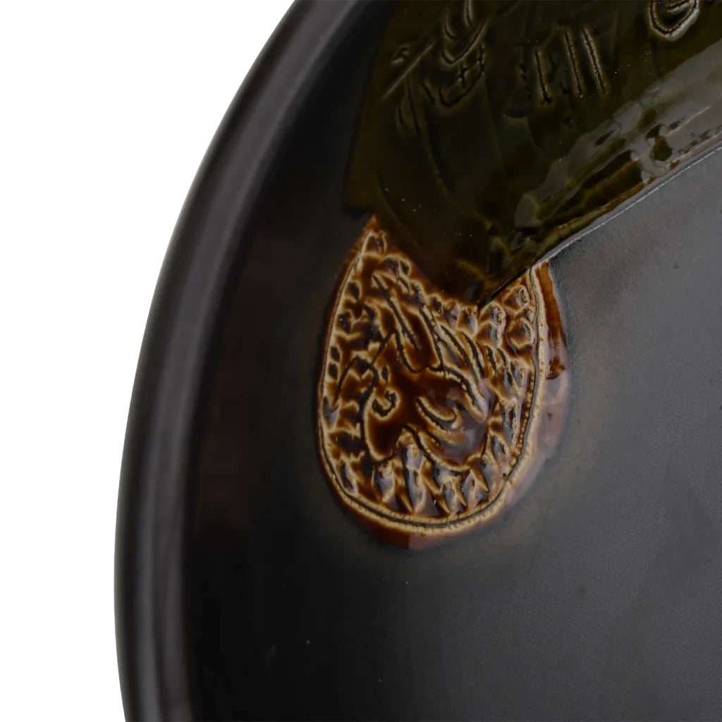 Lavabo da Appoggio Nero Rotondo ¦µ41x14 cm Ceramica CFW5560600