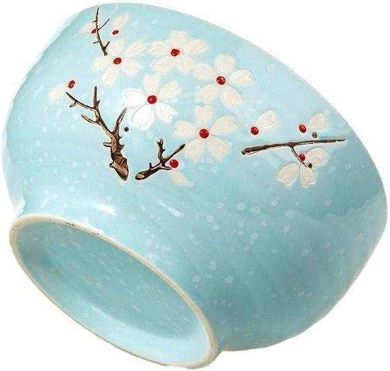 Bowl per Ramen Blu Tinta Ø 165 cm - Grande Ciotola per Ramen Giapponese - Capacità 1000 ml - Fiori di Ciliegio - Ciotola per Riso Colazione e Zuppa