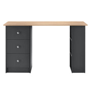 Scrivania/postazione computer con 3 cassetti 120 cm grigio scuro e legno 03_0004712