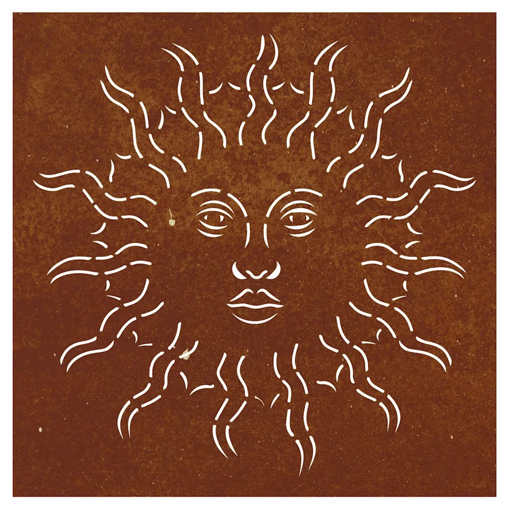 Decorazione Muro da Giardino 55x55 cm Sole in Acciaio Corten 824501