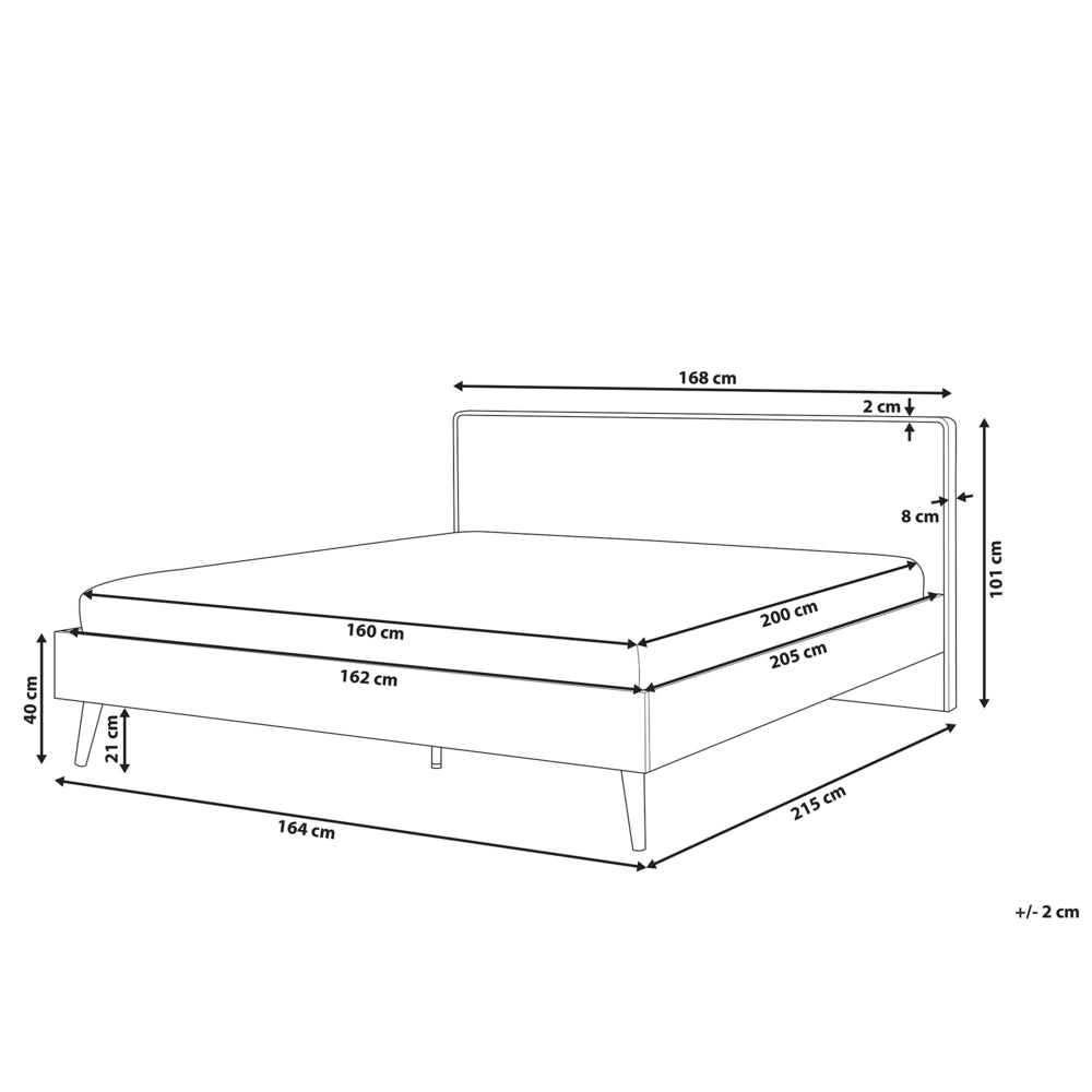 Letto a doghe in legno chiaro e testiera bianca 160 x 200 cm design scandinavo