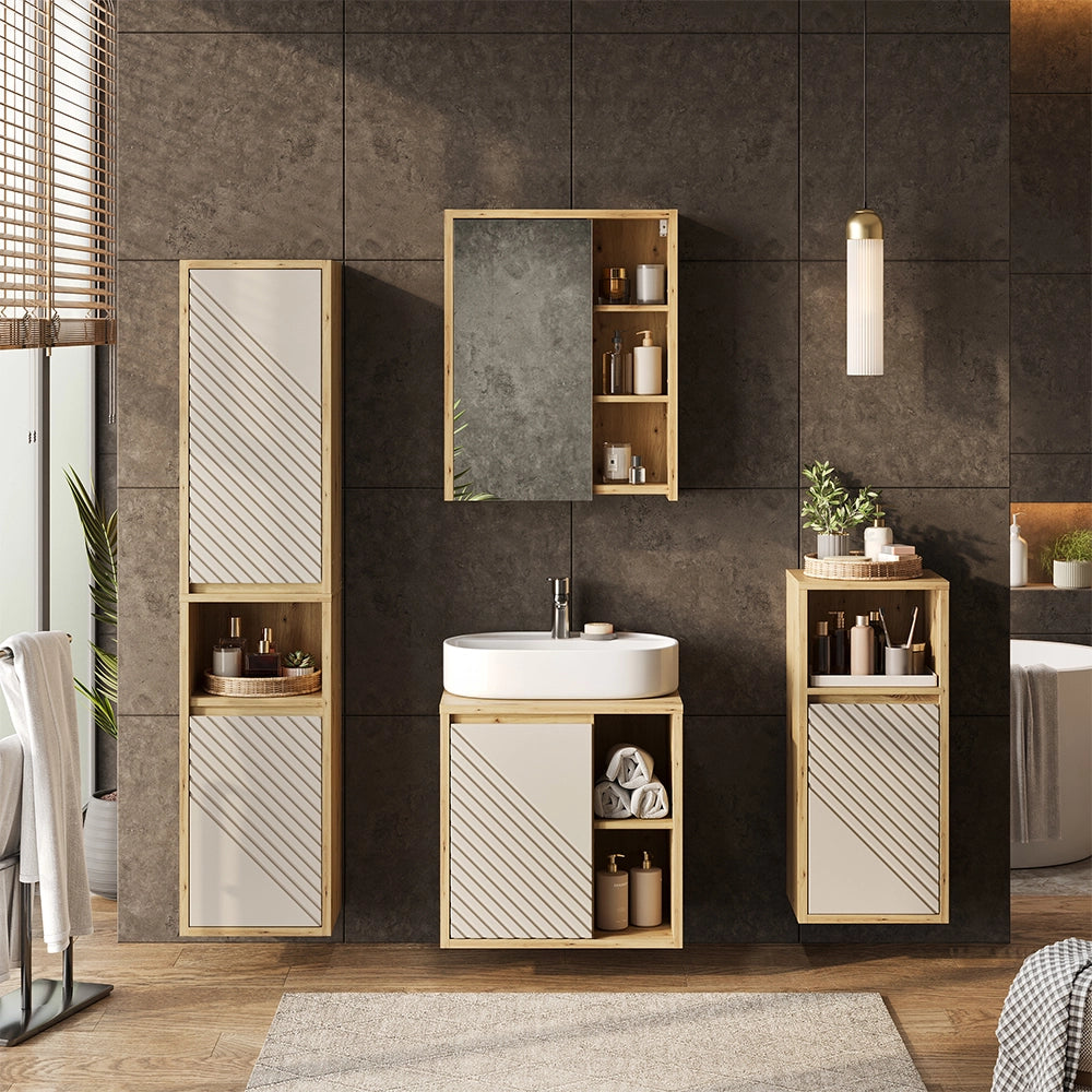 Mobile sottolavabo per bagno Viola Rovere artigianale/Cachemire 60 x 60 cm Vicco