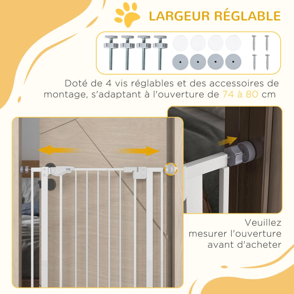 Barriera di sicurezza per animali 104H cm con porta e chiusura automatica ¨C zephmum ¨C doppio blocco, senza foratura