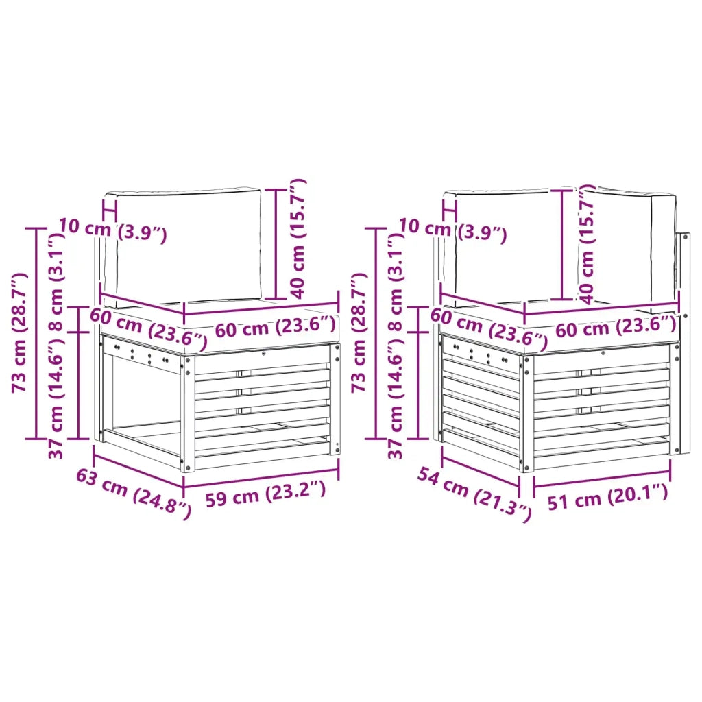 Set divano sezionale 6 pcs Naturale Legno di Acacia Massello 3375363