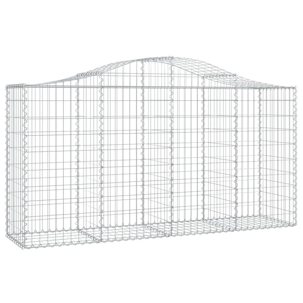 Cestini gabbioni recinzione a gabbia muro di contenimento ad arco 18 pezzi 200 x 50 x 100/120 cm ferro zincato argento 02_0040495