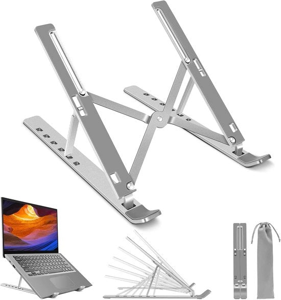Regolatore di Altura per Laptop in Alluminio - 6 Strati - Smalto Antiscivolo in Silicio per Laptop da 10-17 Pollici