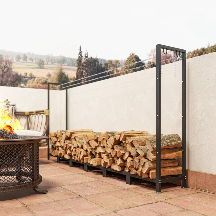 Legnaia Regolabile 235x31x116 cm con Telo Impermeabile e Catene in Acciaio Nero