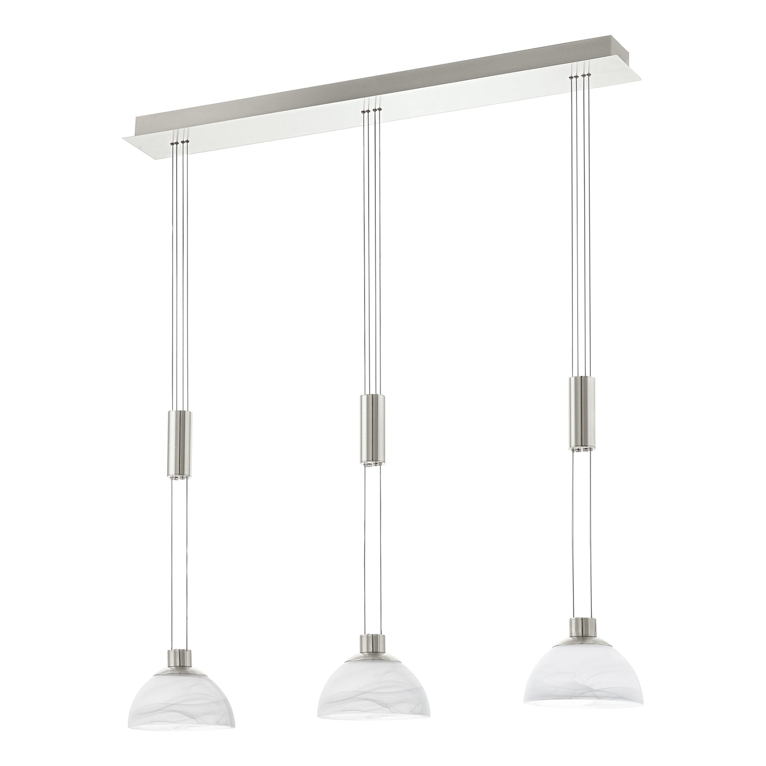 Lampadario Contemporaneo Montefio Acciaio Nichel Vetro 3 Luci Led 6,5W 2400Lm