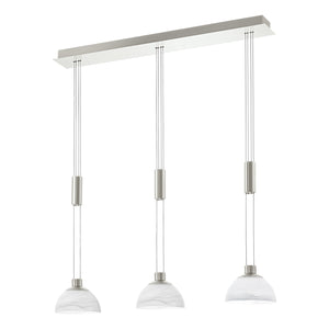 Lampadario Contemporaneo Montefio Acciaio Nichel Vetro 3 Luci Led 6,5W 2400Lm