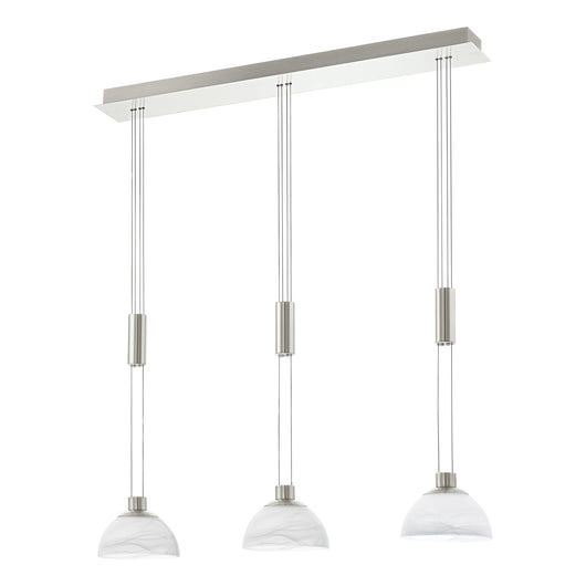 Lampadario Contemporaneo Montefio Acciaio Nichel Vetro 3 Luci Led 6,5W 2400Lm