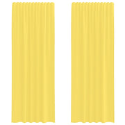 Tende in Voile con Tasche per Aste 2 pz Giallo