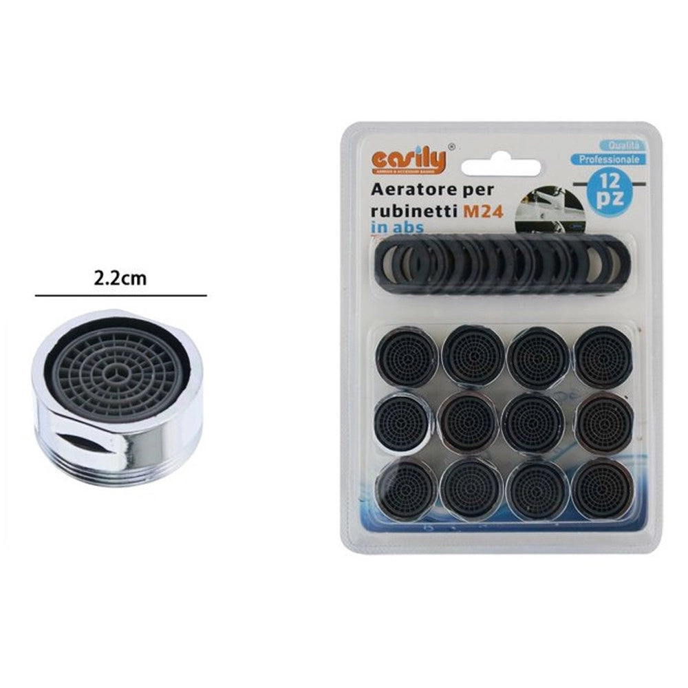 Trade Shop - Set 12pz Aeratore Per Rubinetti M24 In Abs Filtro Rubinetto Maschio Guarnizioni 52704 -