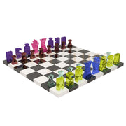 GIOCO DA TAVOLA SCACCHI E DAMA IN CRISTALLO ACRILICO MULTICOLOR