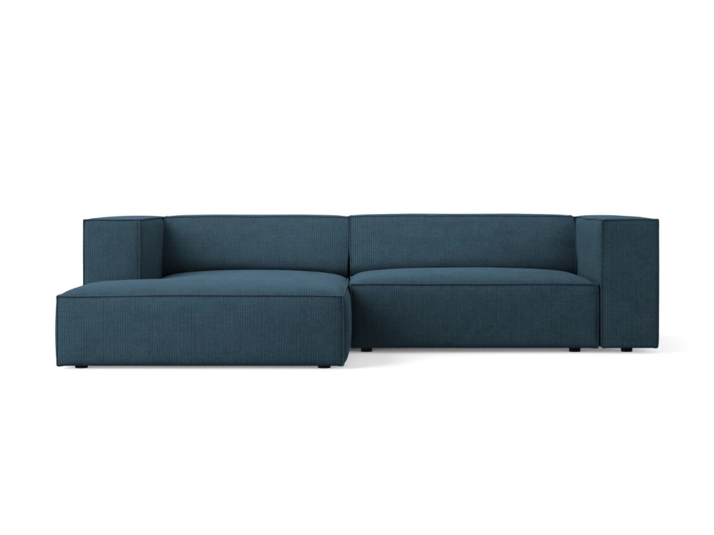 Cosmopolitan Design - Divano angolare sinistro "Arendal" 3 posti in ciniglia con effetto a coste blu scuro 