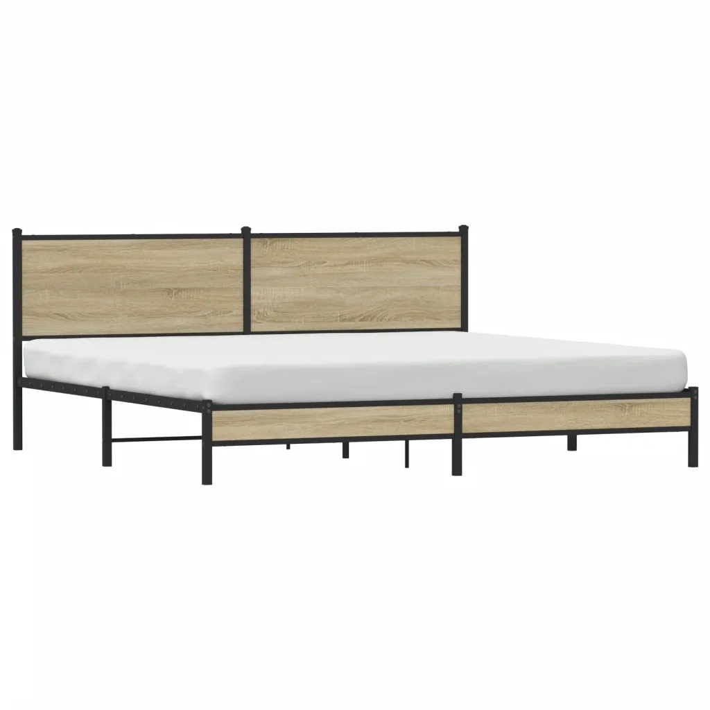vidaXL Giroletto senza Materaso in Metallo Rovere Sonoma 193x203 cm