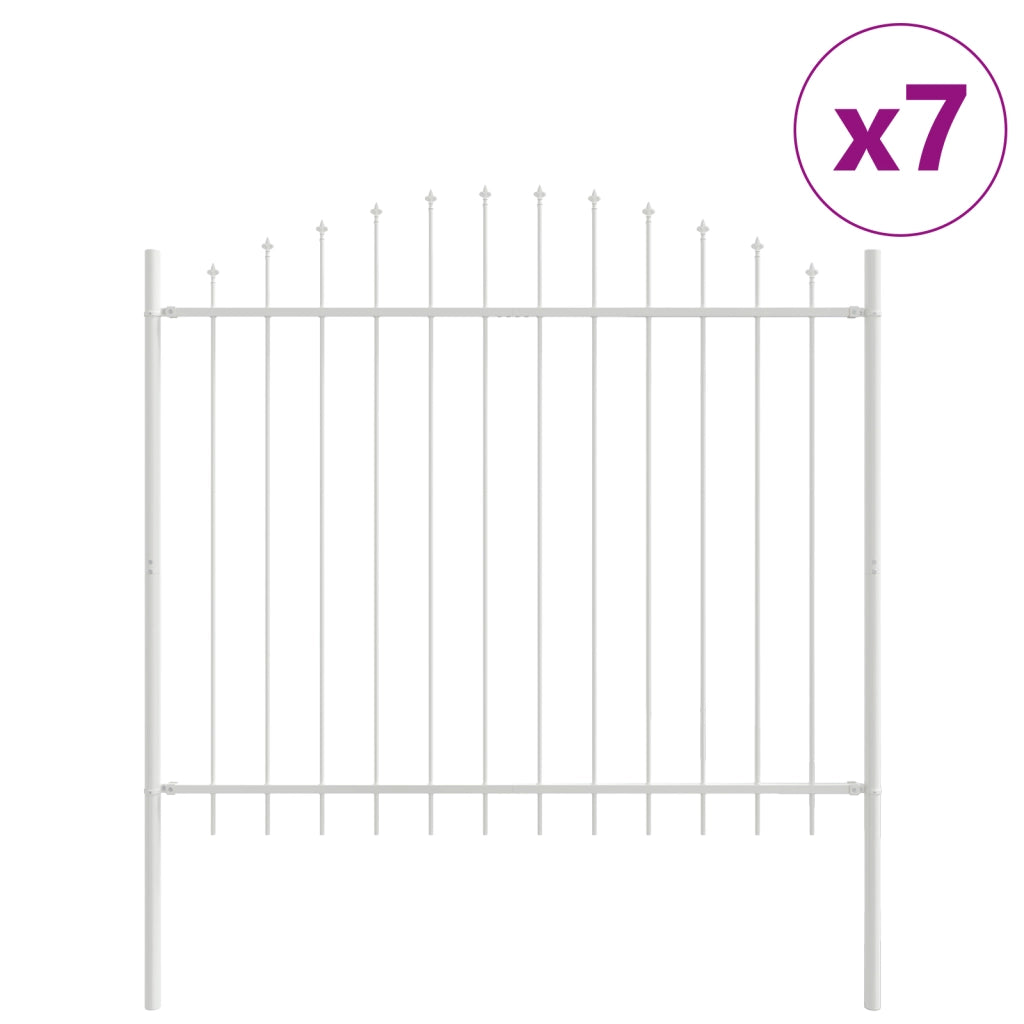 Recinzione da Giardino Bianca con Parte Superiore a Cappio 11,9x1,5 m in Acciaio
