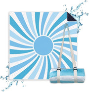Pavillon per picnic (Azzurro Sole) - Tenda picnic extra grande 200x200 cm - Asciugabile coperta per tenda - Tenda per il mare XXL - Coperta per picnic impermeabile - Coperta per esterno - Tenda per il mare con imbottitura