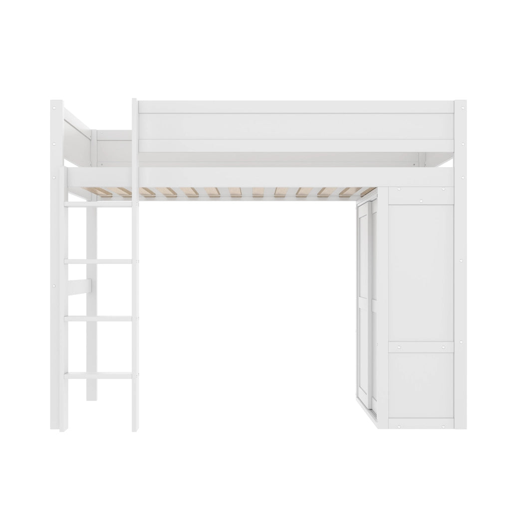 Letto a Soppalco Letto Singolo con Armadio; Vano Contenitore e Spazio Sottostante 90×200 cm; senza Materasso