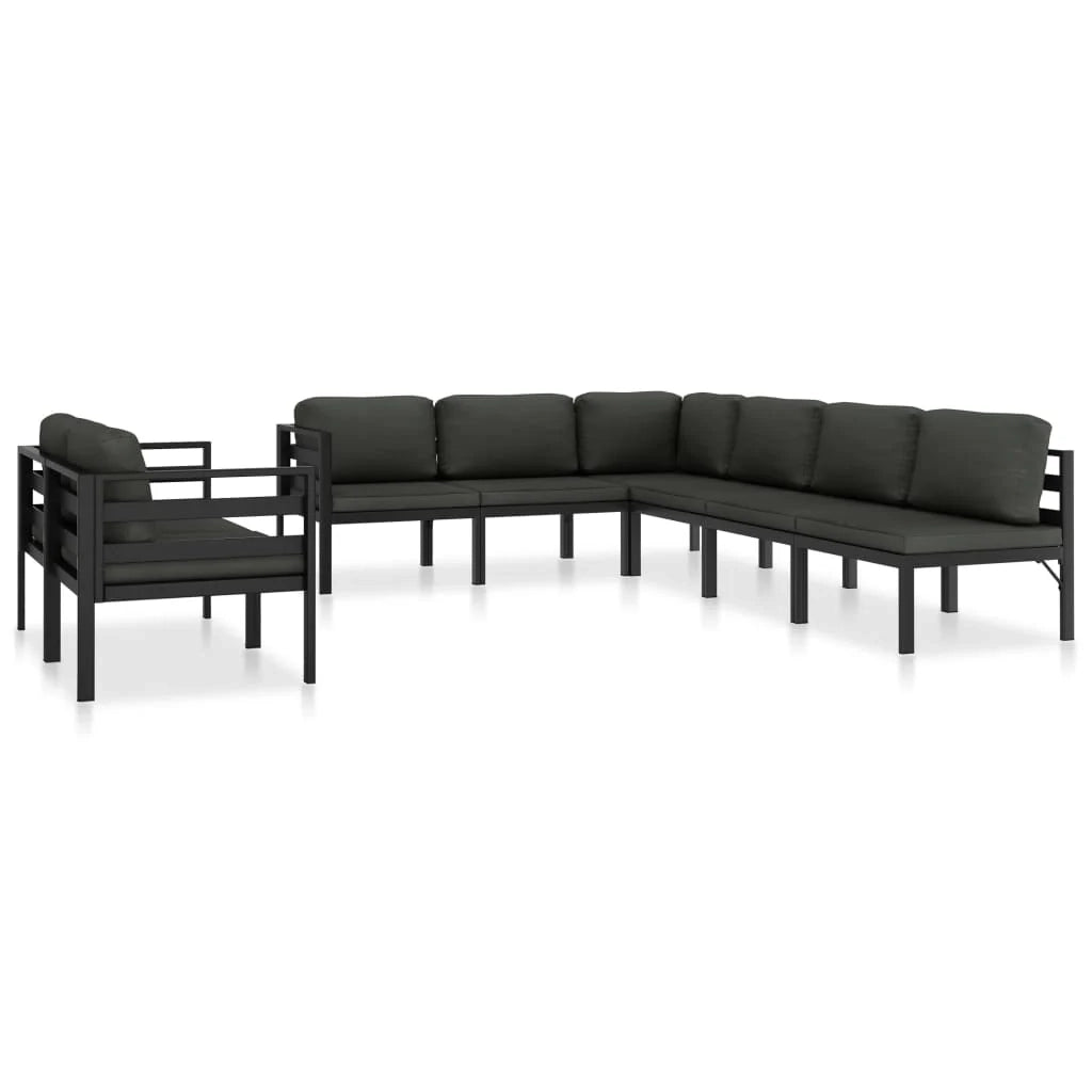 Set di mobili da giardino mobili da esterno 8 pezzi con cuscini alluminio antracite 02_0017465