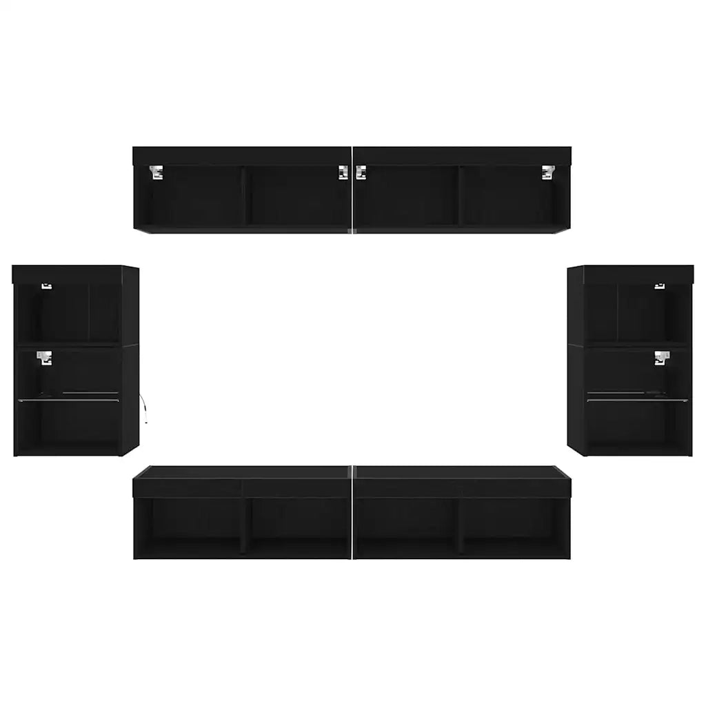 Set mobile TV 8 pcs Rovere nero Legno multistrato 3334388