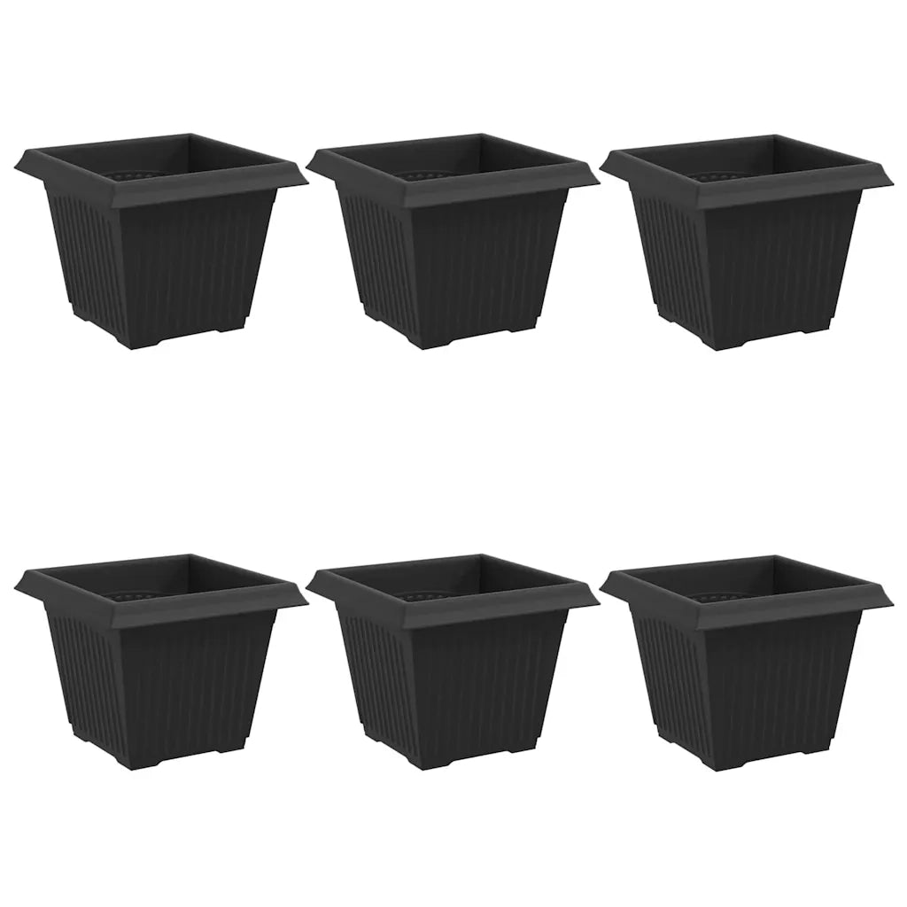 Vaso quadrato per fiori 6 pcs Nero 33 x 33 x 26 cm Plastica 42020338