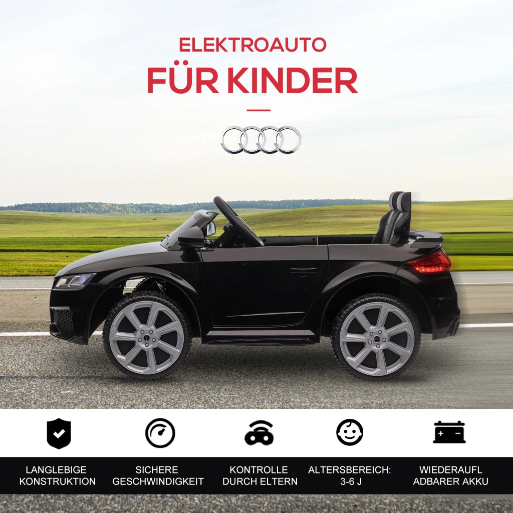 Auto Elettrica per Bambini Audi TT RS Roadster ¨C Xylo ¨C 3 km/h, Telecomando, LED, USB, Nero