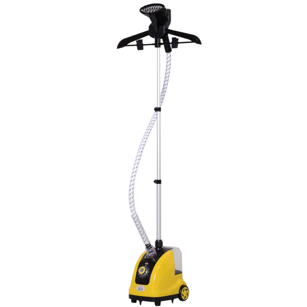 Stiratrice Verticale a Vapore, Stiratore Verticale 1950W da 1.4L con Asta Estendibile e 2 Rotelle per Abiti, Tende e Divani, in ABS e PP, 26x21.5x29 cm, Giallo