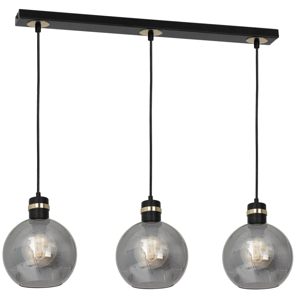 Lampadario Omega MLP6531 3xE27 vetro fumé Milagro nero