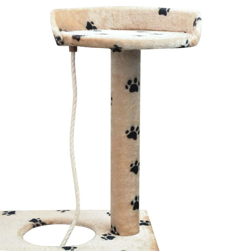 Tiragraffi albero per gatti cuccia per gatti giocattolo peluche e sisal 150 cm impronte di zampe beige 3702102