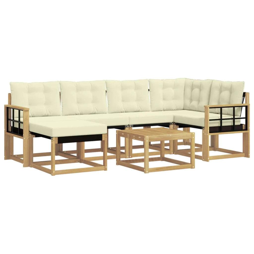 Set di divani da esterno con cuscino 7 pcs Bianco e Crema