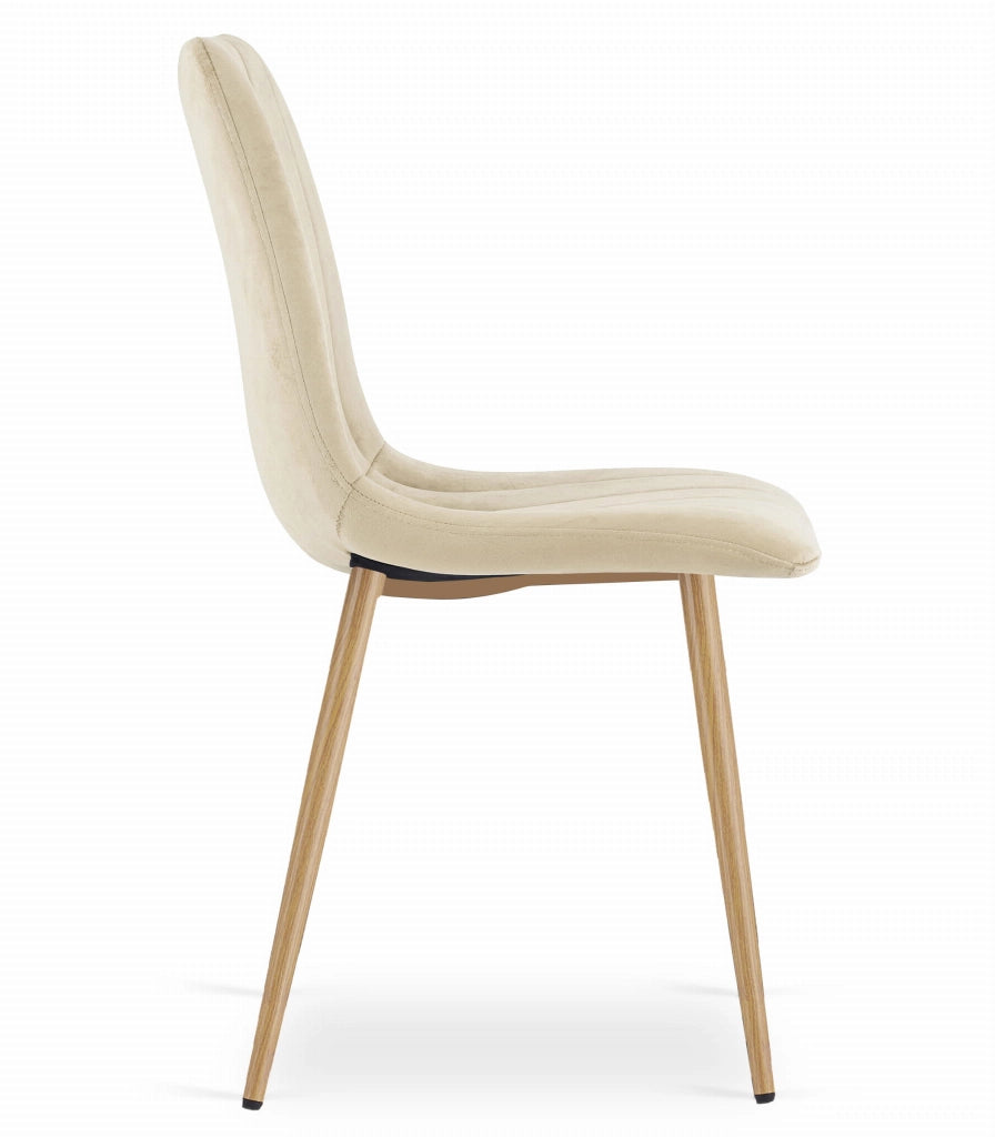 Sedia Valora JEWA in velluto beige chiaro con gambe color legno x4