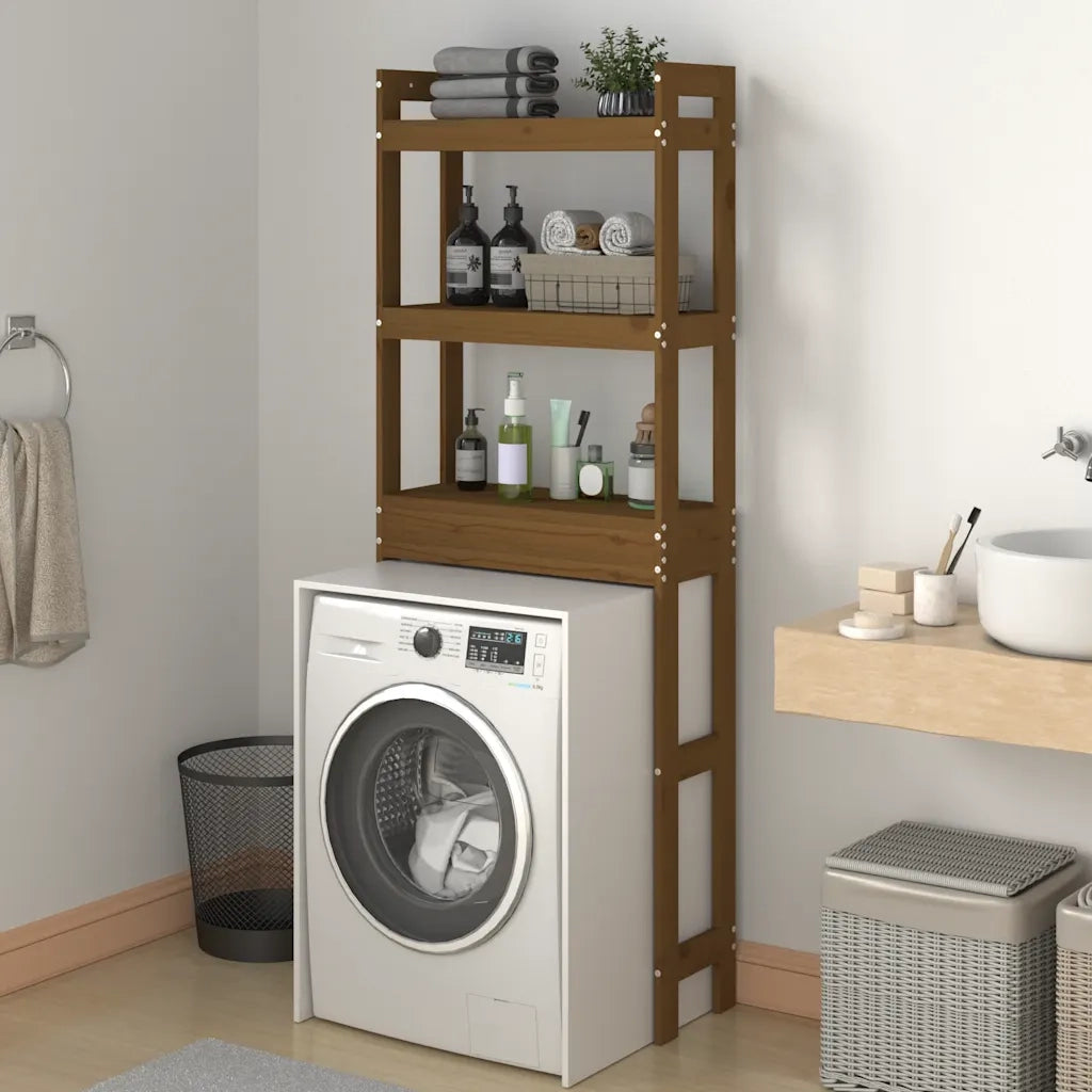 Rastrelliera da Bagno Ambra 63x26x171 cm Legno Massello Pino 824661