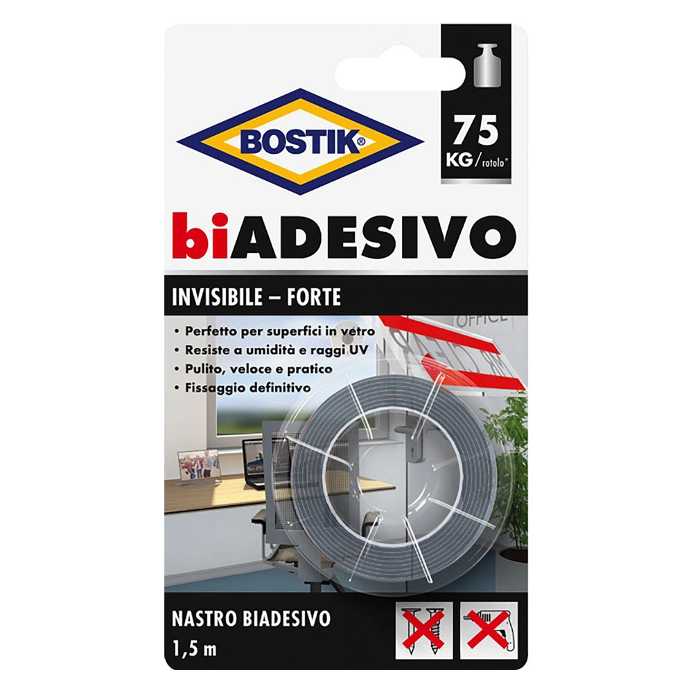NASTRO BIADESIVO IN SCHIUMA INVISIBILE mm. 19 x 1,5 mt- 6 pezzi  - BOSTIK