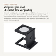 Verglasso con Luminazione a LED - 10x Amplificazione - Utile per Gioiellieri - Bianco - Adatto per Ufficio e Scuola - Incluso Standard