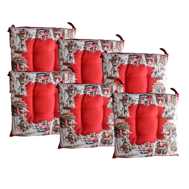 SET 6 CUSCINI NATALIZI DA SEDUTA DIMENSIONI 40X40 - COLORE ROSSO