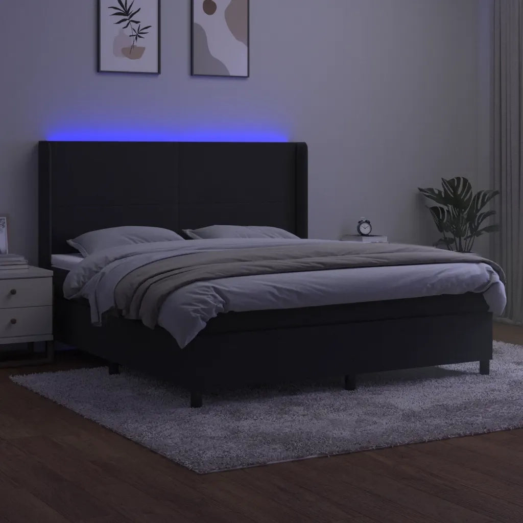 Letto a Molle con Materasso e LED Nero 160x200 cm in Velluto 3139453
