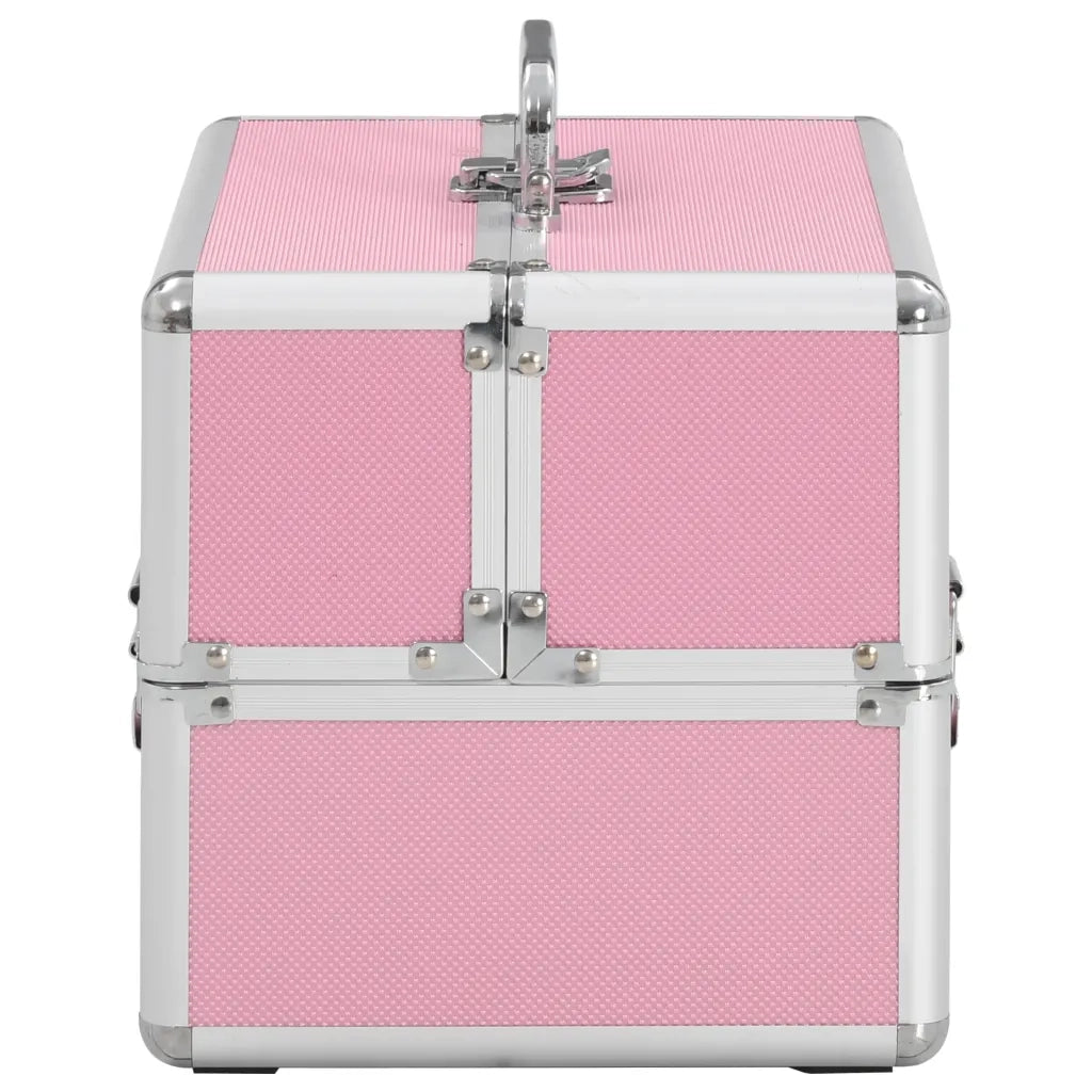 Valigia per Cosmetici 22x30x21 cm Rosa in Alluminio 91830