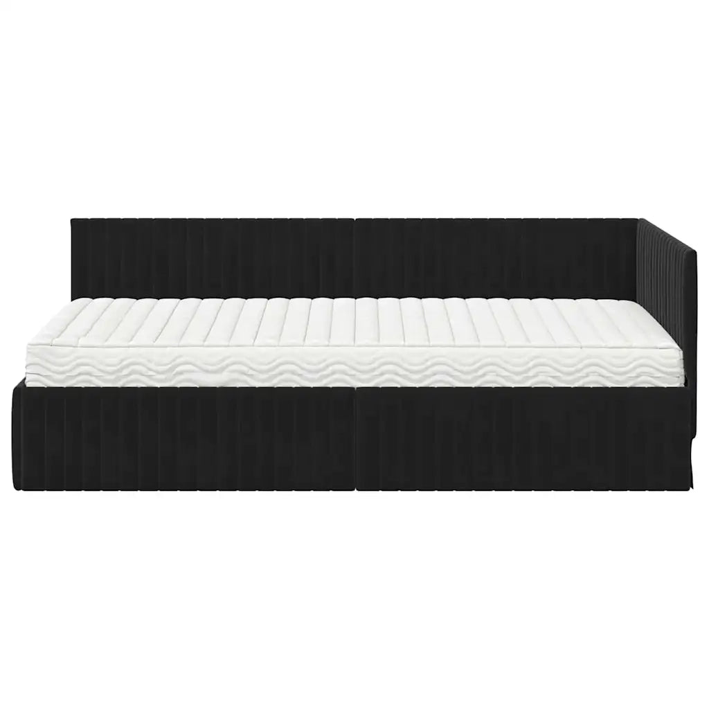 Struttura Letto Angolare con Materasso 2 pz-Giroletto con materasso Nero Velluto 534963