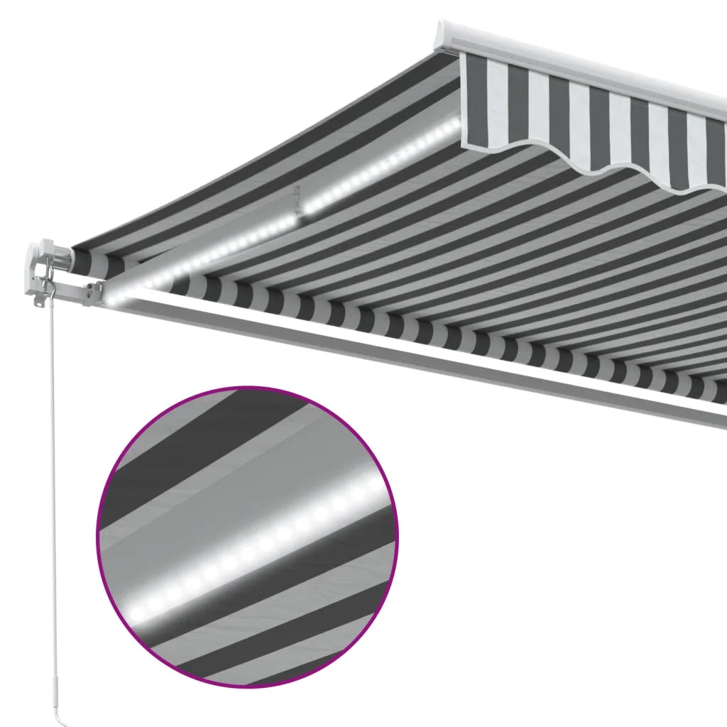 Tenda Retrattile Manuale con LED Antracite e Bianco 450x350 cm 3215797
