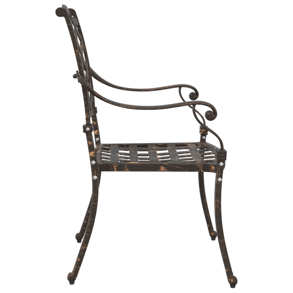Set di 2 Poltrone da Giardino in Alluminio Fuso Bronzo